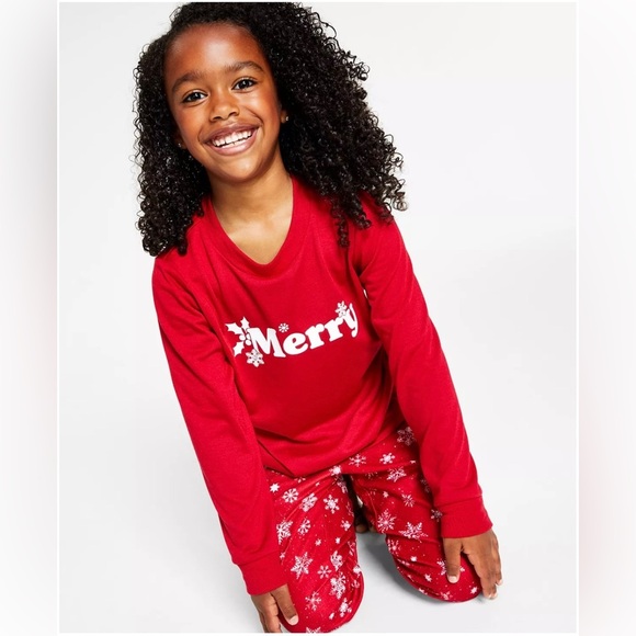 Family Pajamas Matching Kid's Merry Snowflake Mix It Family Pajama Set 10-12 - Picture 1 of 3
